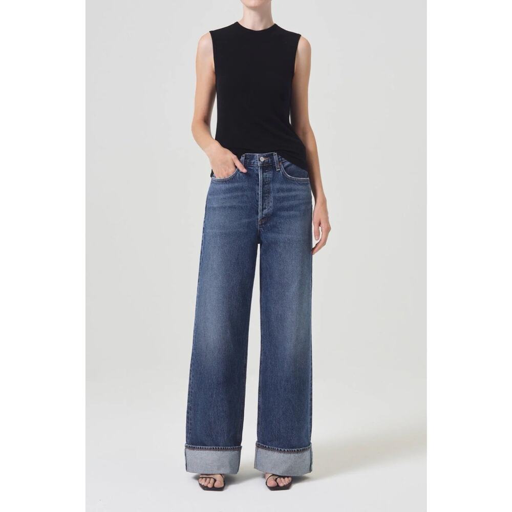 Agolde Dame High Rise Button Fly Wide Leg Jeans Control Size 25 Baggy Skater - Picture 14 of 16